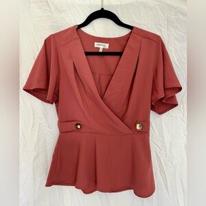 Women’s Monteau rose colored blouse in a size medium